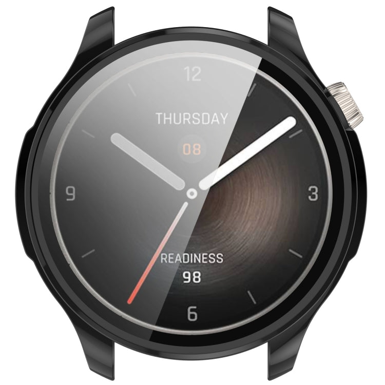 For Amazfit Balance A2286 PC + Tempered Film Integrated Watch Protective Case(Black) - Watch Cases by PMC TechLife | Online Shopping South Africa | PMC TechLife