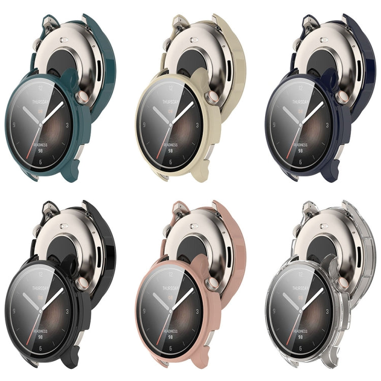 For Amazfit Balance A2286 PC + Tempered Film Integrated Watch Protective Case(Black) - Watch Cases by PMC TechLife | Online Shopping South Africa | PMC TechLife