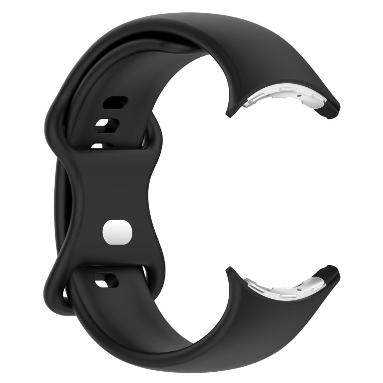For Google Pixel Watch 2 Solid Color Silicone Watch Band, Size:S Size(Black) - Watch Bands by PMC TechLife | Online Shopping South Africa | PMC TechLife