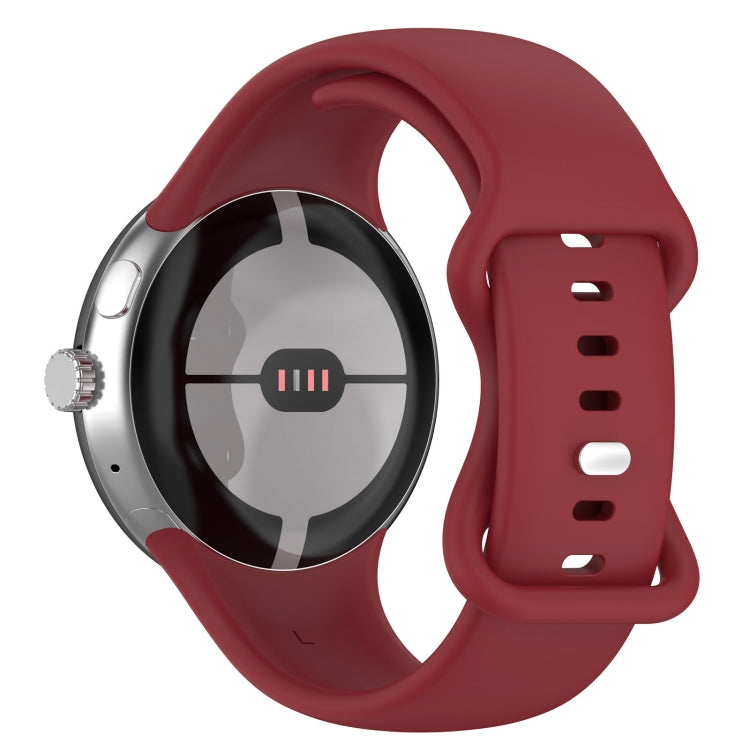 For Google Pixel Watch 2 Solid Color Silicone Watch Band, Size:S Size(Red) - Watch Bands by PMC Jewellery | Online Shopping South Africa | PMC Jewellery