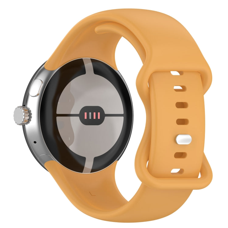 For Google Pixel Watch 2 Solid Color Silicone Watch Band, Size:S Size(Yellow) - Watch Bands by PMC Jewellery | Online Shopping South Africa | PMC Jewellery