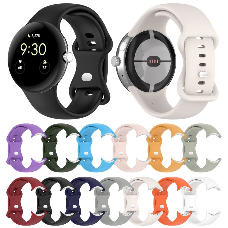 For Google Pixel Watch 2 Solid Color Silicone Watch Band, Size:S Size(Creamy White) - Watch Bands by PMC Jewellery | Online Shopping South Africa | PMC Jewellery