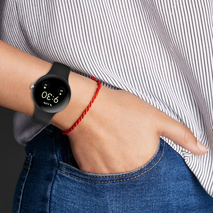 For Google Pixel Watch 2 Solid Color Silicone Watch Band, Size:L Size(Sky Blue) - Watch Bands by PMC TechLife | Online Shopping South Africa | PMC TechLife