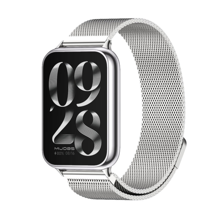 For Xiaomi Mi Band 8 Pro Mijobs Milan Magnetic Stainless Steel Watch Band(Silver) - Watch Bands by MIJOBS | Online Shopping South Africa | PMC Jewellery