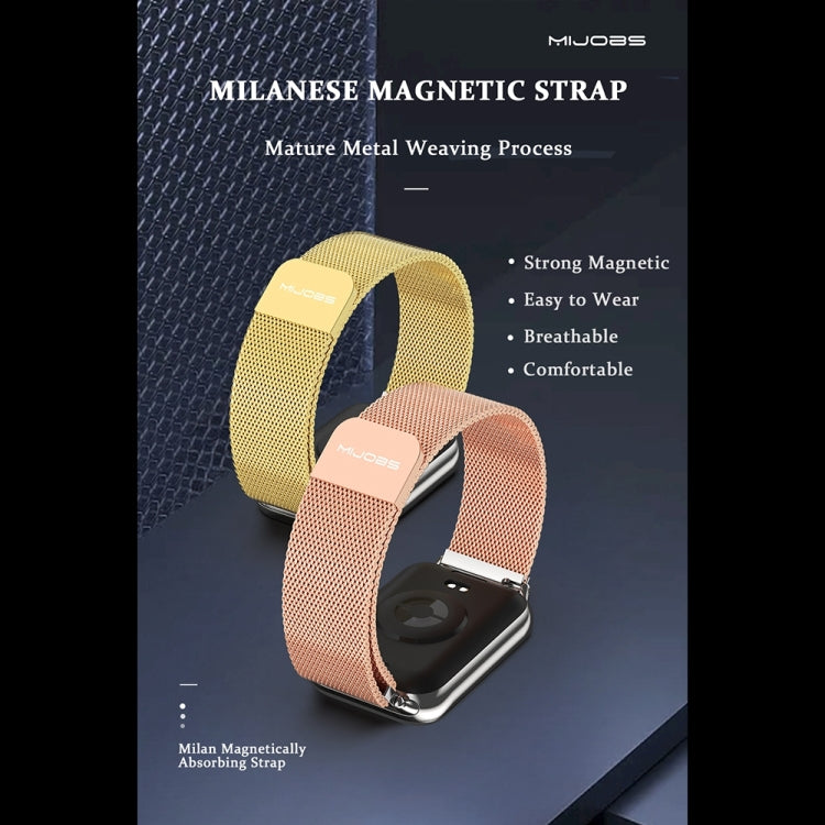 For Xiaomi Smart Band 9 Pro / 8 Pro Mijobs Milan Magnetic Stainless Steel Watch Band(Rose Gold) - Watch Bands by MIJOBS | Online Shopping South Africa | PMC Jewellery | Buy Now Pay Later Mobicred