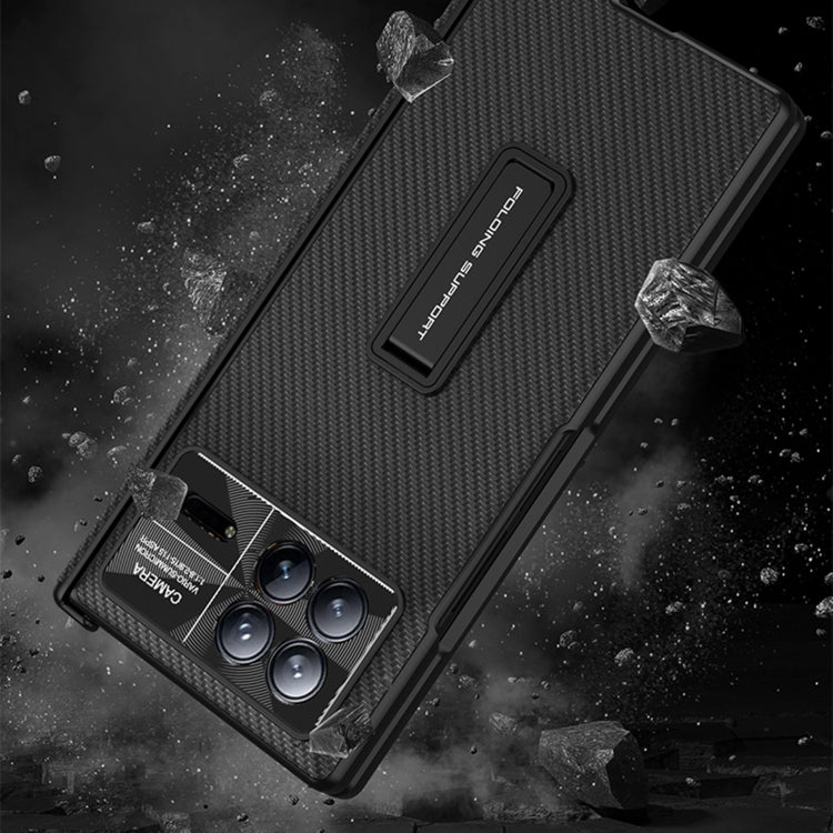 For Xiaomi Mix Fold 3 GKK Magnetic Hinge Flip Leather Phone Case with Holder(Carbon Fiber) - free shipping - PMC TechLife - Order now!