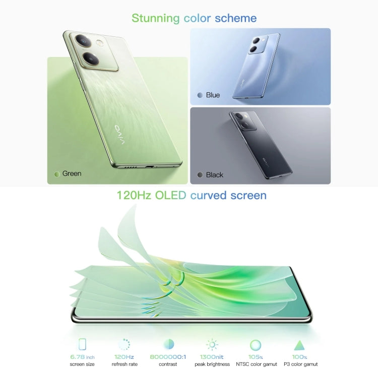 vivo Y100, 12GB+256GB, Face ID / Screen Fingerprint Identification, 6.78 inch Android 13.0 OriginOS 3 Snapdragon 695 Octa Core, OTG, Network: 5G(Green) - vivo by vivo | Online Shopping South Africa | PMC Jewellery | Buy Now Pay Later Mobicred