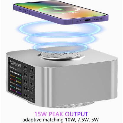 Mechanic X-Power Series Multiport Digital Display USB Charger Station with Wireless Charging, Total Power:150W(US Plug) - Dock Charger by MECHANIC | Online Shopping South Africa | PMC Jewellery | Buy Now Pay Later Mobicred