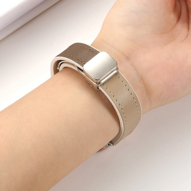 For Apple Watch Series 9 45mm Magnetic Folding Leather Silicone Watch Band(Dark Brown) - free shipping - PMC TechLife - Order now!