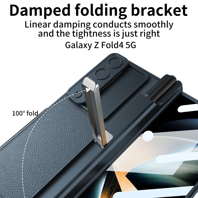 For Samsung Galaxy Z Fold4 GKK Magnetic Hinge Flip Leather Phone Case with Holder(Silver) - Galaxy Z Fold4 5G Cases by GKK | Online Shopping South Africa | PMC TechLife | Buy Now Pay Later Mobicred