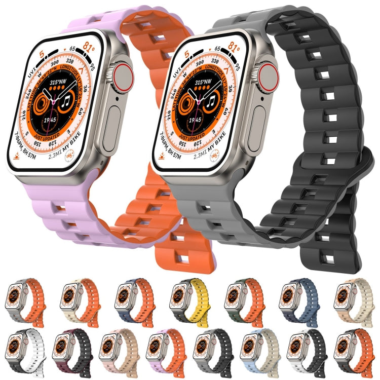 For Apple Watch 42mm Reverse Buckle Two Color Magnetic Silicone Watch Band(Blue+Starlight) - free shipping - PMC TechLife - Order now!