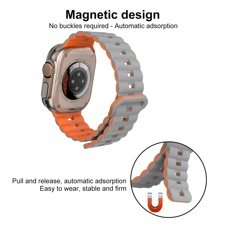 For Apple Watch 42mm Reverse Buckle Two Color Magnetic Silicone Watch Band(Blue+Starlight) - free shipping - PMC TechLife - Order now!