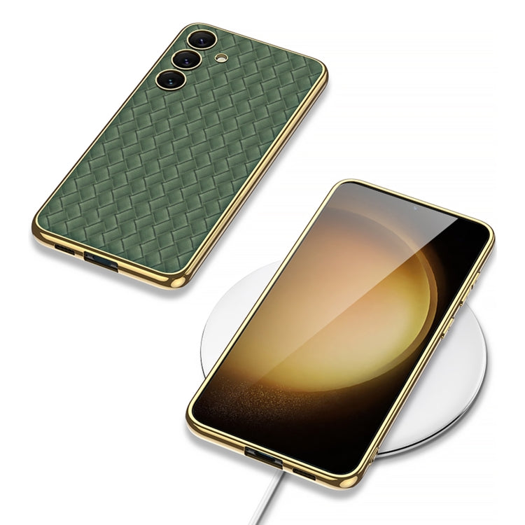 For Samsung Galaxy S24+ 5G GKK Weave Texture Electroplating PU Protective Phone Case(Purple) - Galaxy S24+ 5G Cases by GKK | Online Shopping South Africa | PMC TechLife | Buy Now Pay Later Mobicred