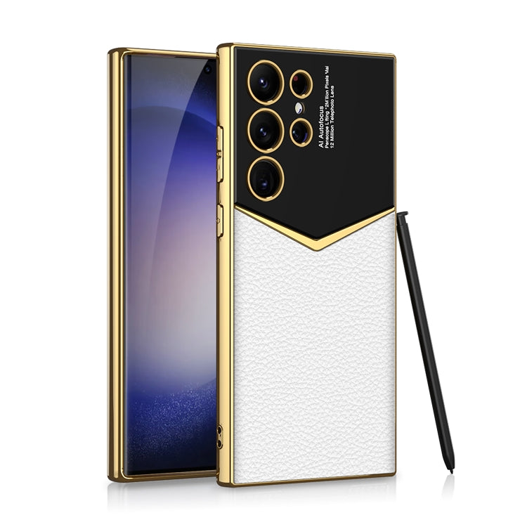 For Samsung Galaxy S24 Ultra 5G GKK Plating Soft TPU + Leather Full Coverage Phone Case without Pen(White) - free shipping - PMC TechLife - Order now!