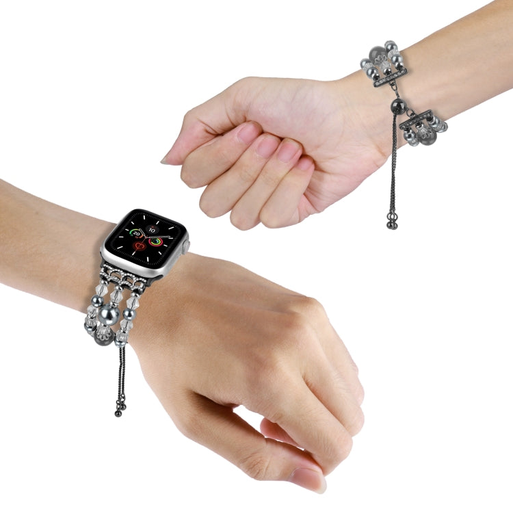 For Apple Watch Ultra 49mm Beaded Onyx Retractable Chain Watch Band(Grey) - free shipping - PMC TechLife - Order now!