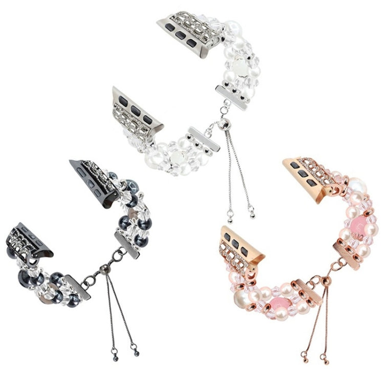 For Apple Watch Series 2 42mm Beaded Onyx Retractable Chain Watch Band(Pink) - free shipping - PMC TechLife - Order now!