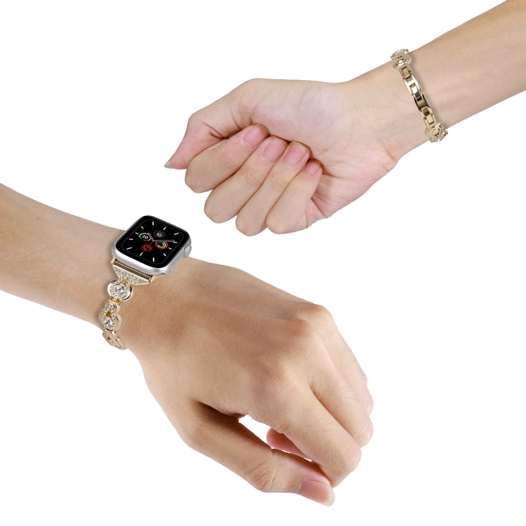 For Apple Watch 6 40mm Gourd Diamond Metal Watch Band(Gold) - free shipping - PMC TechLife - Order now!