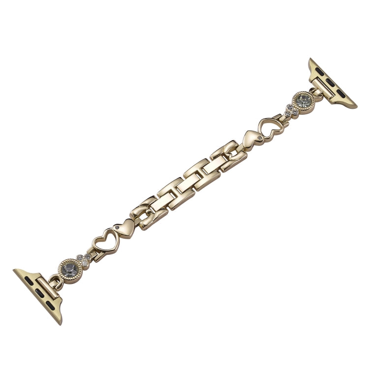 For Apple Watch 38mm Diamond Hearts Metal Chain Watch Band(Gold) - free shipping - PMC TechLife - Order now!