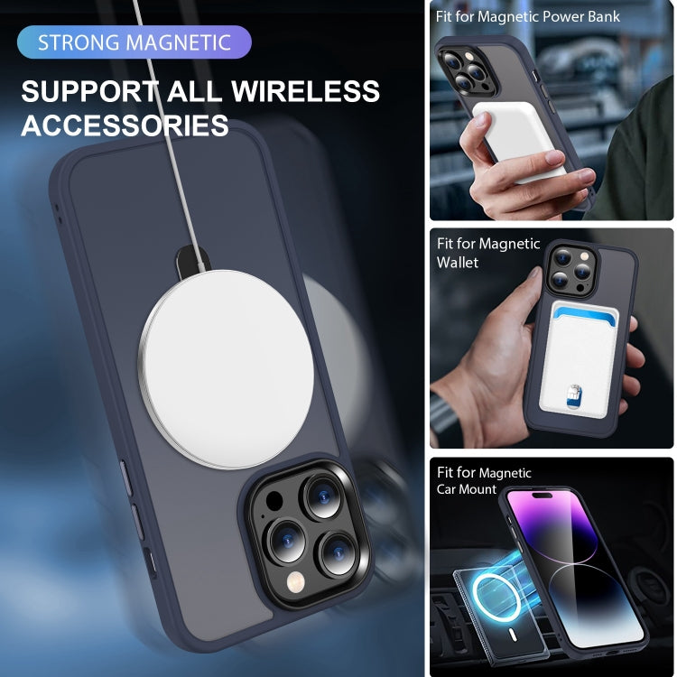 For iPhone 15 Pro Max Skin-feel MagSafe Holder PC Hybrid TPU Phone Case(Dark Blue) - iPhone 15 Pro Max Cases by PMC TechLife | Online Shopping South Africa | PMC TechLife | Buy Now Pay Later Mobicred