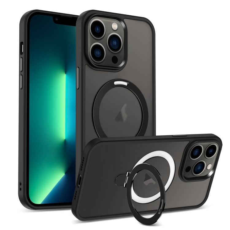 For iPhone 13 Pro Max Skin-feel MagSafe Holder PC Hybrid TPU Phone Case(Black) - free shipping - PMC TechLife - Order now!