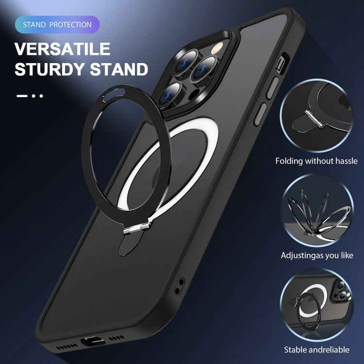 For iPhone 13 Pro Max Skin-feel MagSafe Holder PC Hybrid TPU Phone Case(Black) - free shipping - PMC TechLife - Order now!