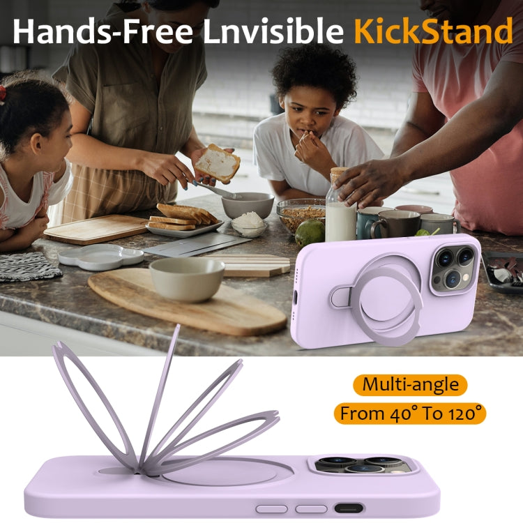 For iPhone 13 Pro Max Liquid Silicone MagSafe Magnetic Phone Case with Ring Holder(Lilac Purple) - free shipping - PMC TechLife - Order now!