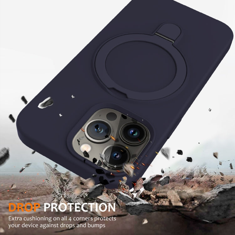 For iPhone 13 Pro Liquid Silicone MagSafe Magnetic Phone Case with Ring Holder(Midnight Blue) - free shipping - PMC TechLife - Order now!