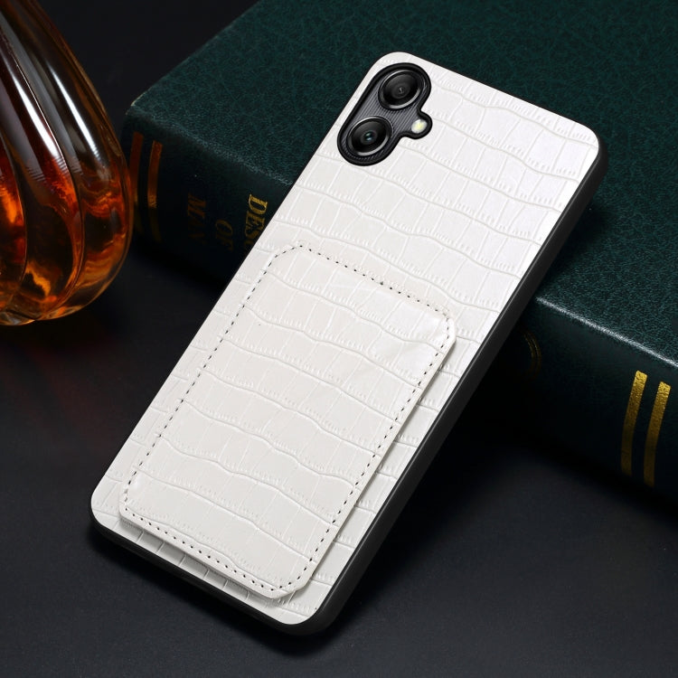 For Samsung Galaxy A32 5G Denior Imitation Crocodile Leather Back Phone Case with Holder(White) - Galaxy Phone Cases by Denior | Online Shopping South Africa | PMC Jewellery