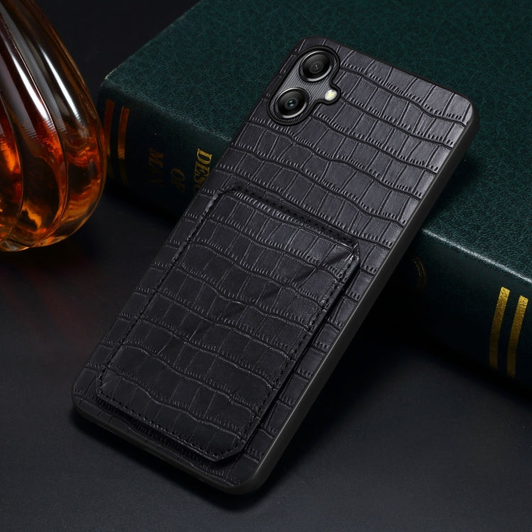 For Samsung Galaxy S23+ 5G Denior Imitation Crocodile Leather Back Phone Case with Holder(Black) - Galaxy S23+ 5G Cases by Denior | Online Shopping South Africa | PMC TechLife | Buy Now Pay Later Mobicred