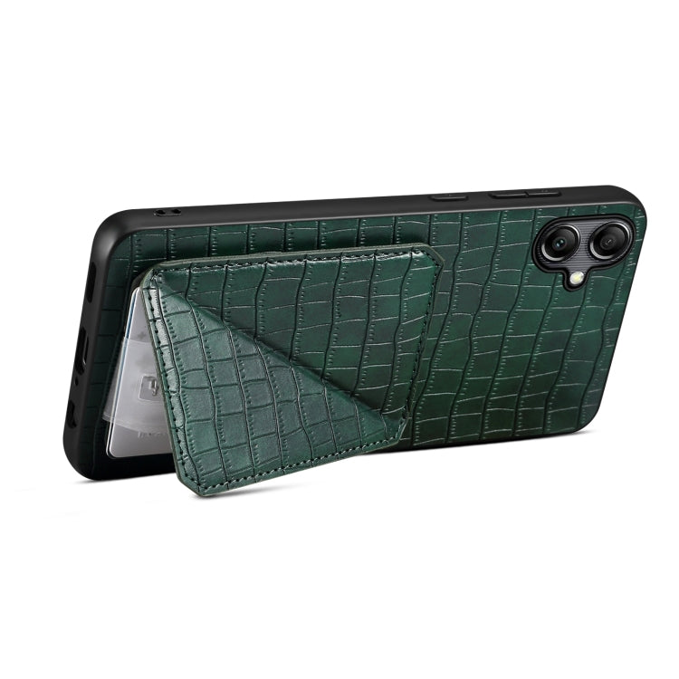 For Samsung Galaxy S24 5G Denior Imitation Crocodile Leather Back Phone Case with Holder(Green) - Galaxy S24 5G Cases by Denior | Online Shopping South Africa | PMC TechLife