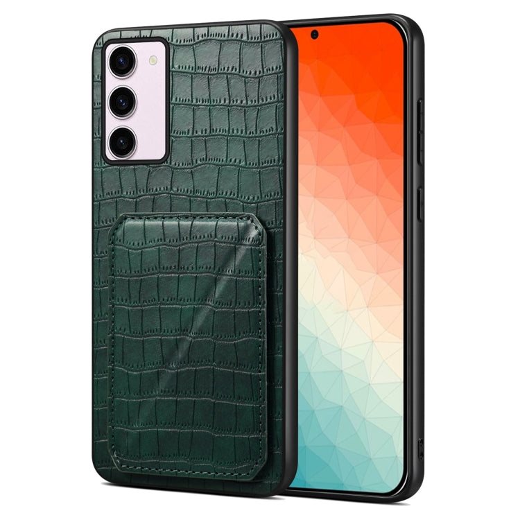 For Samsung Galaxy S24+ 5G Denior Imitation Crocodile Leather Back Phone Case with Holder(Green) - Galaxy S24+ 5G Cases by Denior | Online Shopping South Africa | PMC TechLife