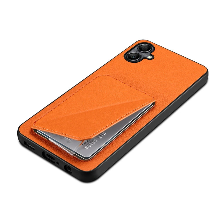 For Samsung Galaxy A54 5G Denior Imitation Calf Leather Back Phone Case with Holder(Orange) - Galaxy Phone Cases by Denior | Online Shopping South Africa | PMC TechLife | Buy Now Pay Later Mobicred