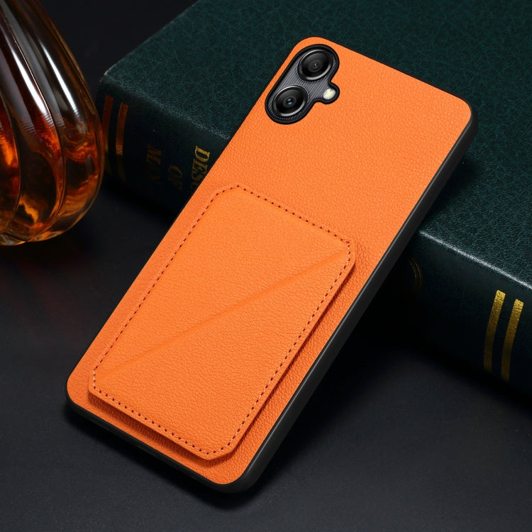 For Samsung Galaxy S24+ 5G Denior Imitation Calf Leather Back Phone Case with Holder(Orange) - Galaxy S24+ 5G Cases by Denior | Online Shopping South Africa | PMC Jewellery