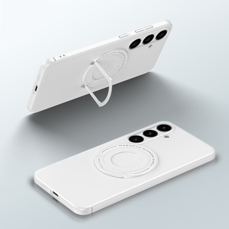 For Samsung Galaxy S24+ 5G Matte Magsafe Magnetic Phone Case with Trolley Holder(White) - Galaxy S24+ 5G Cases by PMC TechLife | Online Shopping South Africa | PMC TechLife