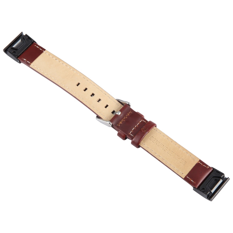 Compatible with Garmin Fenix 7X 26mm Plain Weave Genuine Leather Watch Band(Wine Red) - free shipping - PMC TechLife - Order now!