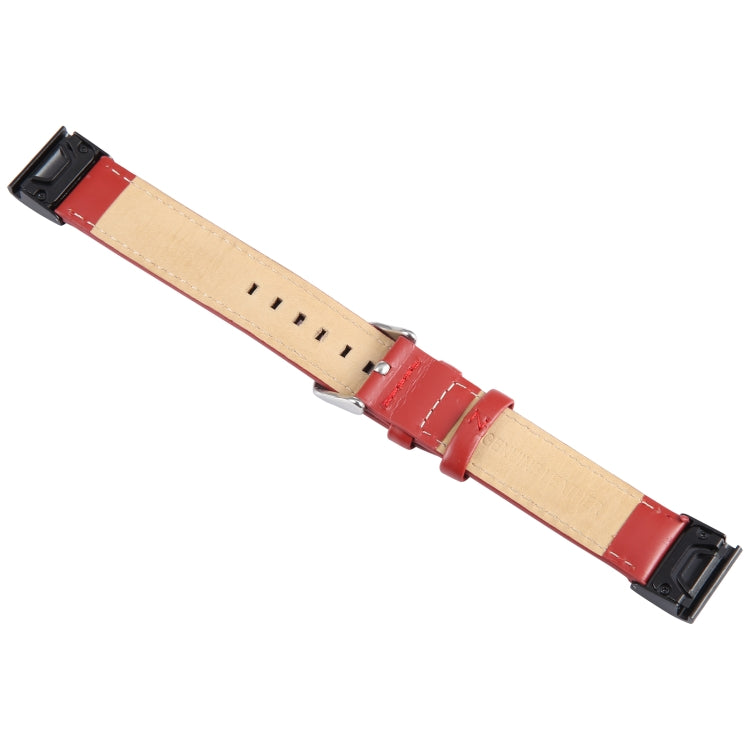 Compatible with Garmin Fenix 7X 26mm Plain Weave Genuine Leather Watch Band(Red) - free shipping - PMC TechLife - Order now!