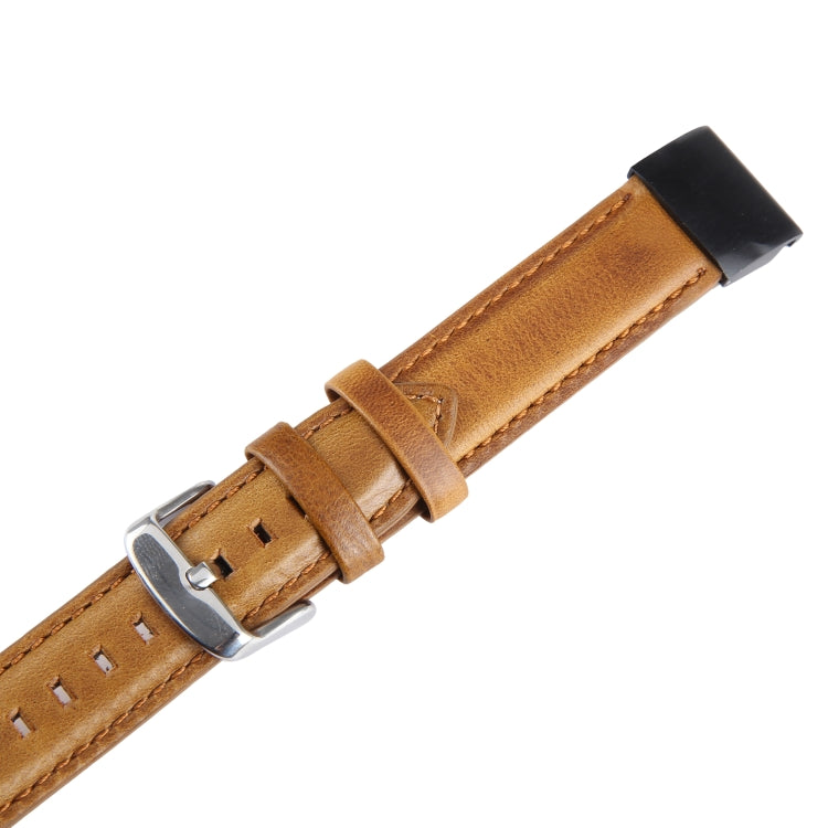 Compatible with Garmin Fenix 7S 20mm  Plain Weave Genuine Leather Watch Band(Brown) - free shipping - PMC TechLife - Order now!