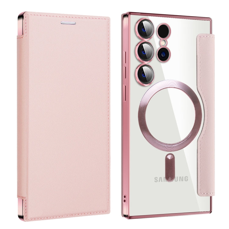 For Samsung Galaxy S24 Ultra 5G MagSafe Magnetic RFID Anti-theft Leather Phone Case(Pink) - Galaxy S24 Ultra 5G Cases by PMC Jewellery | Online Shopping South Africa | PMC Jewellery