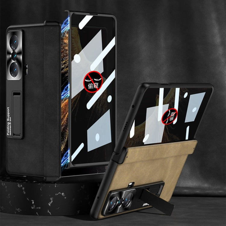 For Honor Magic VS GKK Integrated Frosted Fold Hinge Privacy Leather Phone Case with Holder(Brown) - free shipping - PMC TechLife - Order now!