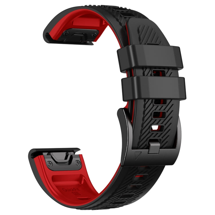 Compatible with Garmin Fenix 7X Twill Two Color Quick Release Silicone Watch Band(Black Red) - free shipping - PMC TechLife - Order now!