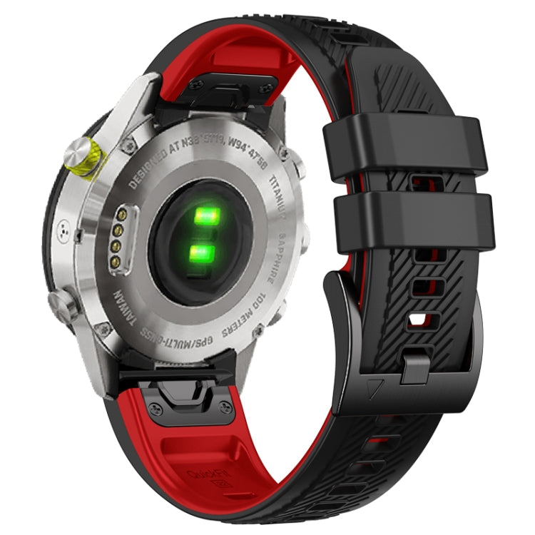 Compatible with Garmin Fenix 7X Twill Two Color Quick Release Silicone Watch Band(Black Red) - free shipping - PMC TechLife - Order now!
