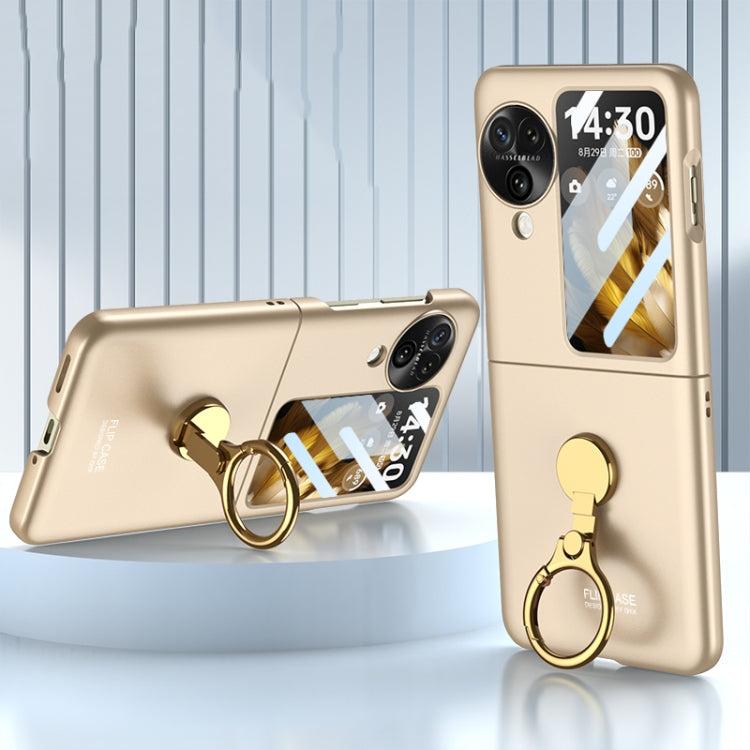 For OPPO Find N3 Flip GKK Ultra-thin Triaxial Ring Holder PC Phone Case(Gold) - OPPO Cases by GKK | Online Shopping South Africa | PMC TechLife | Buy Now Pay Later Mobicred