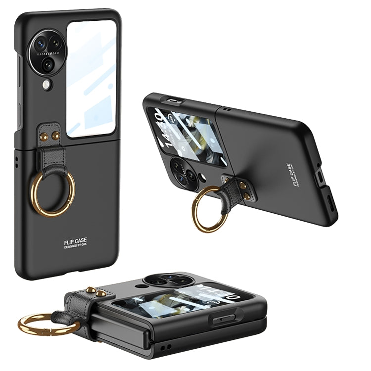For OPPO Find N3 Flip GKK Integrated Ultra-thin Full Coverage Phone Case with Ring Holder(Black) - Find N3 Flip Cases by GKK | Online Shopping South Africa | PMC TechLife | Buy Now Pay Later Mobicred