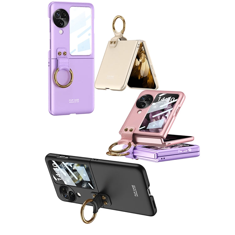 For OPPO Find N3 Flip GKK Integrated Ultra-thin Full Coverage Phone Case with Ring Holder(Black) - Find N3 Flip Cases by GKK | Online Shopping South Africa | PMC TechLife | Buy Now Pay Later Mobicred