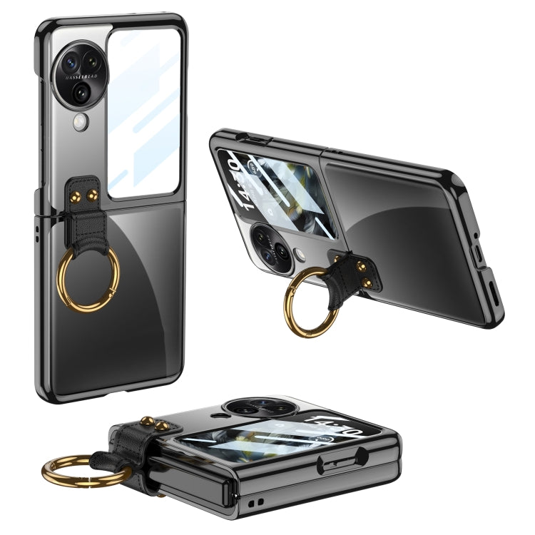 For OPPO Find N3 Flip GKK Electroplating Phone Case with Ring(Black) - Find N3 Flip Cases by GKK | Online Shopping South Africa | PMC TechLife | Buy Now Pay Later Mobicred