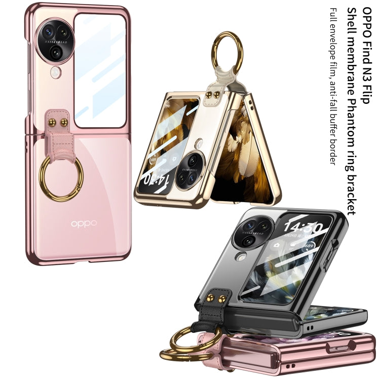 For OPPO Find N3 Flip GKK Electroplating Phone Case with Ring(Black) - Find N3 Flip Cases by GKK | Online Shopping South Africa | PMC TechLife | Buy Now Pay Later Mobicred