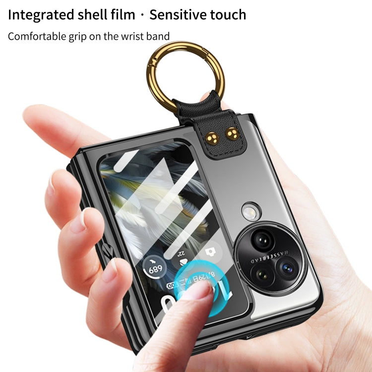 For OPPO Find N3 Flip GKK Electroplating Phone Case with Ring(Black) - Find N3 Flip Cases by GKK | Online Shopping South Africa | PMC TechLife | Buy Now Pay Later Mobicred