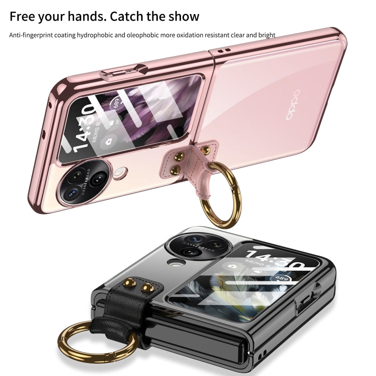 For OPPO Find N3 Flip GKK Electroplating Phone Case with Ring(Pink) - OPPO Cases by GKK | Online Shopping South Africa | PMC TechLife | Buy Now Pay Later Mobicred
