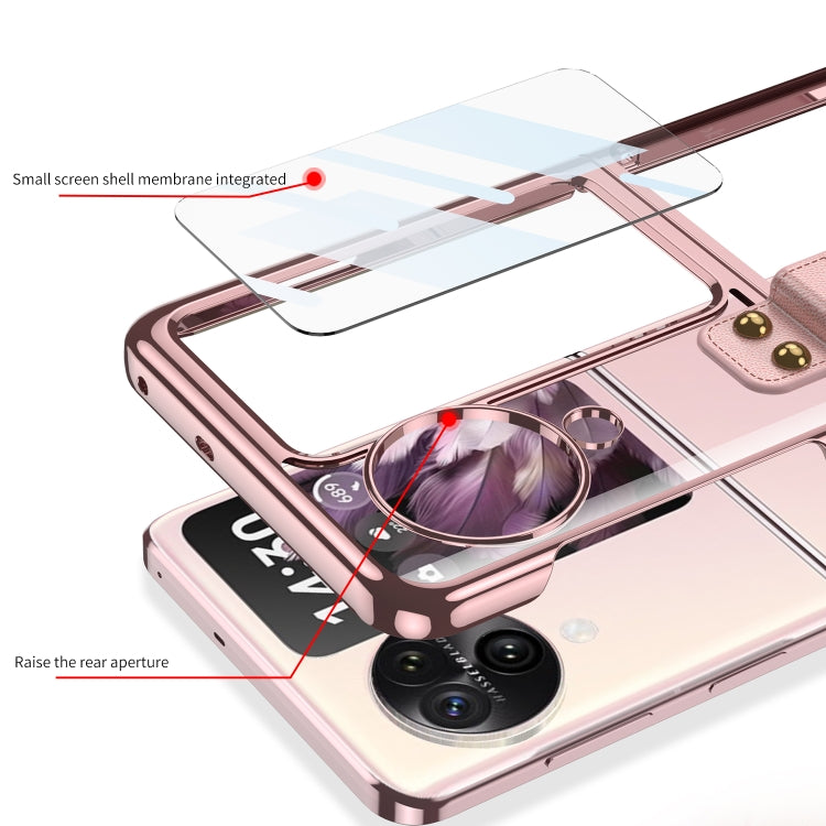 For OPPO Find N3 Flip GKK Electroplating Phone Case with Ring(Pink) - OPPO Cases by GKK | Online Shopping South Africa | PMC TechLife | Buy Now Pay Later Mobicred