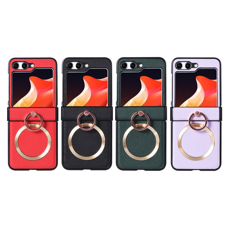 For Samsung Galaxy Z Flip5 MagSafe Ring Holder Three-stage Folding Phone Case(Green) - Galaxy Z Flip5 Cases by PMC TechLife | Online Shopping South Africa | PMC TechLife